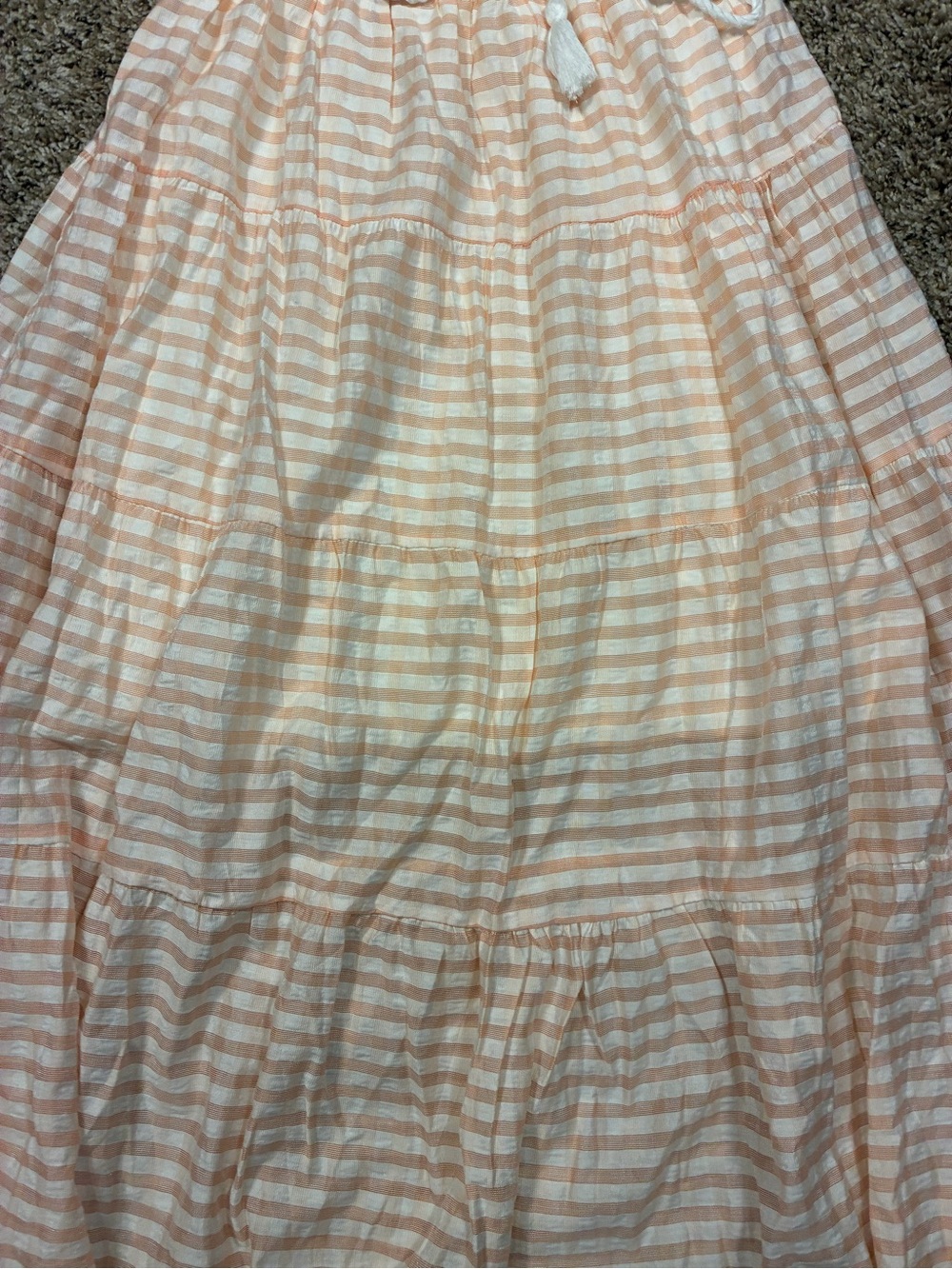 Moon River Striped Poplin Puff Sleeve Tiered Midi Dress - Picture 13 of 13